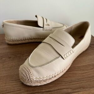 Sam Edelman - Women's Kai Espadrille Flat Loafer in Modern Ivory Leather size 6